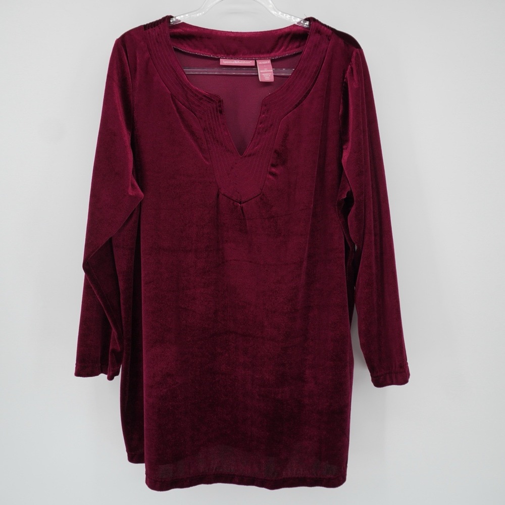 Woman Within Velvet Tunic Top Large Burgundy Red Whimsigoth Dark Vamp